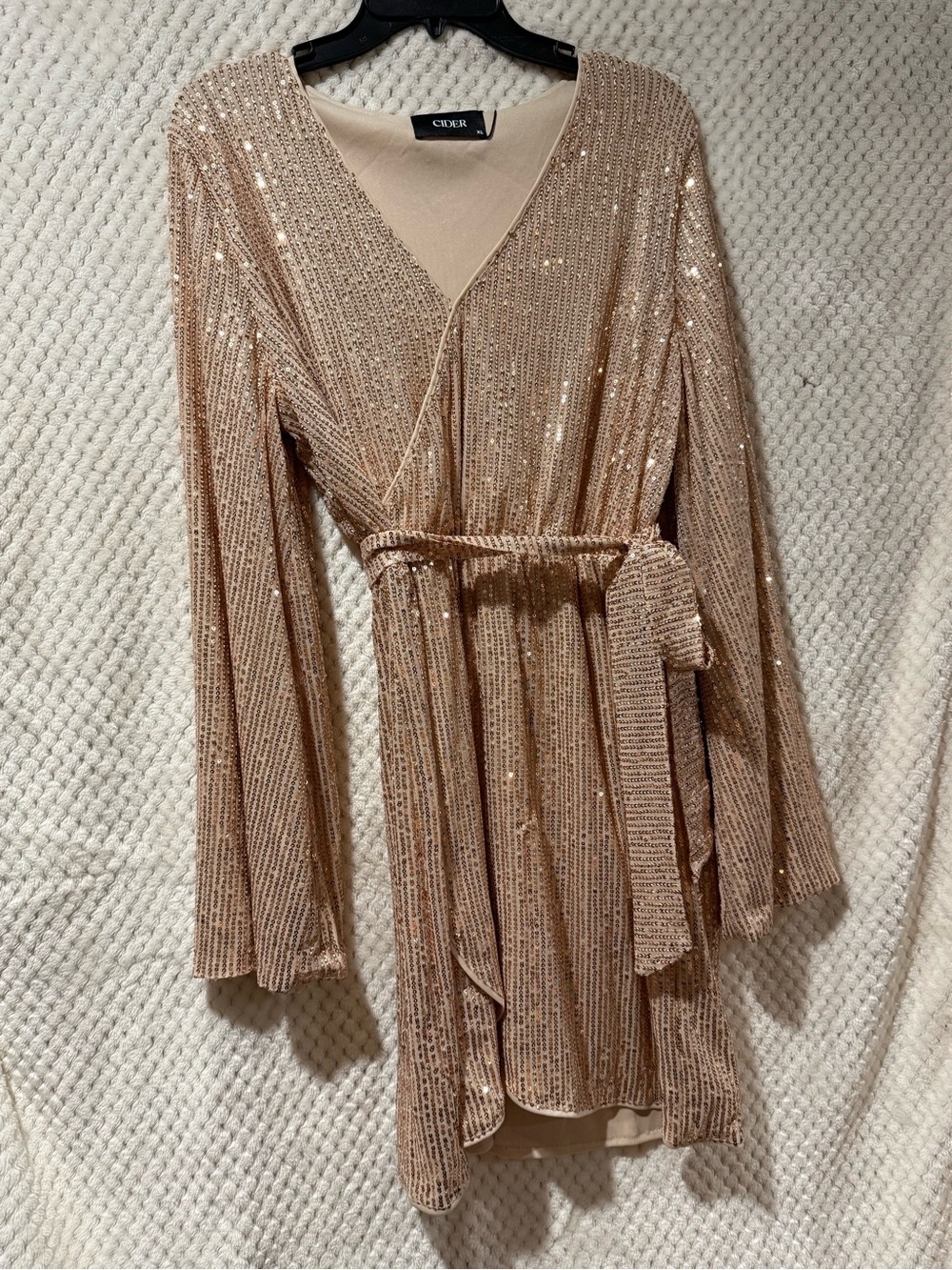 Cider Sequin Wrap Dress - Gold